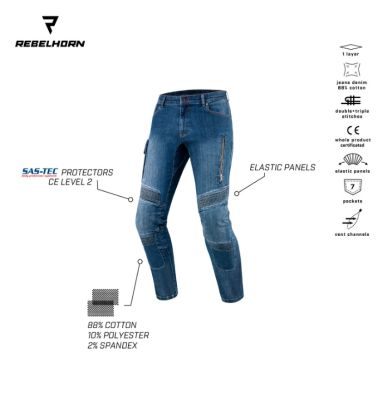 Kevlárove rifle Vandal Denim Washed Blue štandart dĺžka