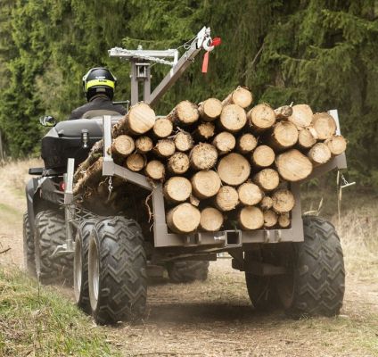 WOOD 1500, vozík za štvorkolku, čierny